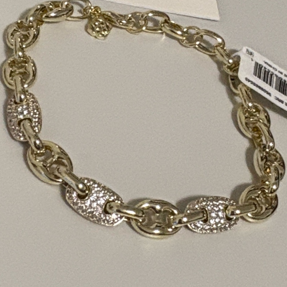 NWT Lot of 2x [Kendra Scott] Bailey Gold Pave Chain Bracelet & Huggie Earrings - Picture 7 of 11
